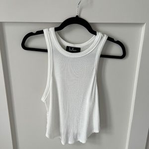 Lulus Cotton Rib Ribbed Sleeveless Swing Crop Tank White Size Medium